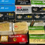 Lot of ~575 rounds of boxed, partial boxed & bulk .45 ACP ammo
