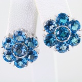 Pair of Pasquale Bruni 18K white gold blue topaz cluster earrings
