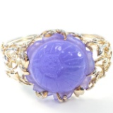 Estate sterling silver & purple jade hinged bangle bracelet