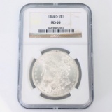 Certified 1884-O U.S. Morgan silver dollar