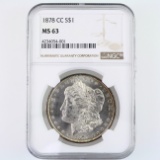 Certified 1878-CC U.S. Morgan silver dollar