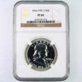 Certified 1956 type 2 proof U.S. Franklin half dollar