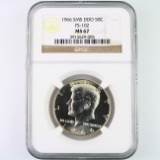 Certified 1966 special Mint set doubled-die obverse FS-102 U.S. Kennedy half dollar