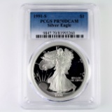 Certified 1991-S proof U.S. American Eagle silver dollar