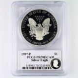 Certified 1997-P proof autographed U.S. American Eagle silver dollar