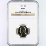 Certified 1954 proof U.S. Jefferson nickel