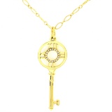 Authentic estate Tiffany & Co. 18K yellow gold diamond Atlas key pendant necklace