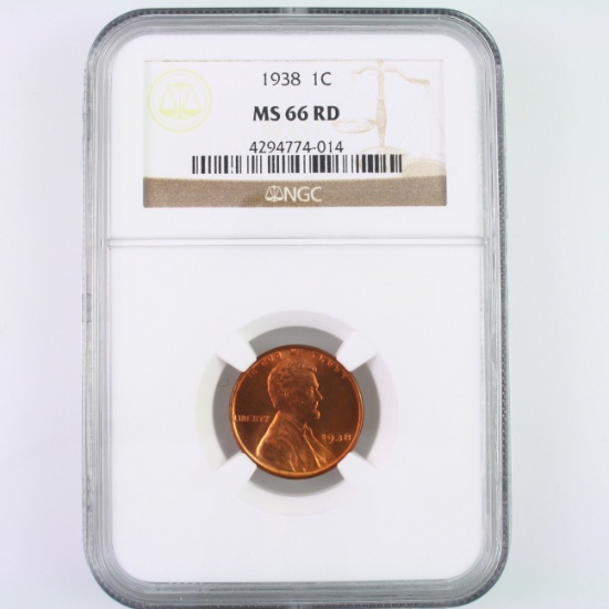 Certified 1938 U.S. Lincoln cent