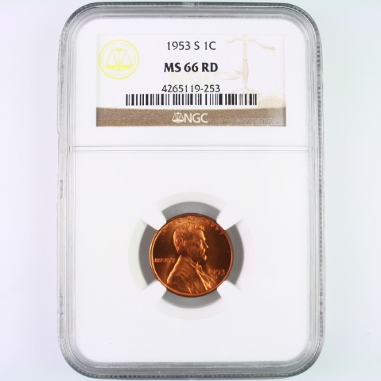 Certified 1953-S U.S. Lincoln cent
