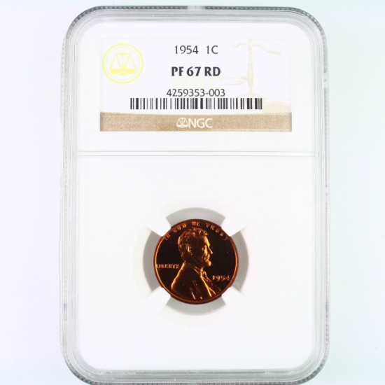 Certified 1954 proof U.S. Lincoln cent