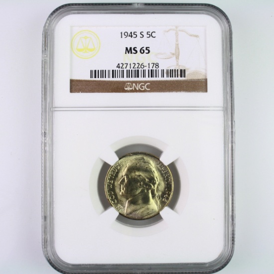 Certified 1945-S U.S. Jefferson nickel