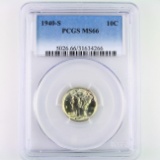 Certified 1940-S U.S. Mercury dime