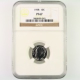 Certified 1958 proof U.S. Roosevelt dime