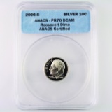 Certified 2006-S silver proof U.S. Roosevelt dime