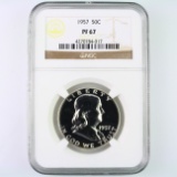 Certified 1957 proof U.S. Franklin half dollar