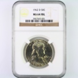 Certified 1962-D U.S. Franklin half dollar