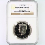 Certified 1972-S proof U.S. Kennedy half dollar