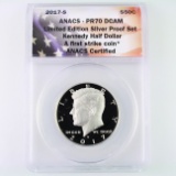 Certified 2017-S silver proof U.S. Kennedy half dollar