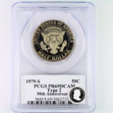 Certified 1979-S type 2 proof U.S. Kennedy half dollar