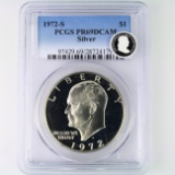 Certified 1972-S silver proof U.S. Eisenhower dollar