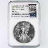 Certified 2017-W burnished U.S. American Eagle silver dollar