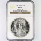 Certified 1987 U.S. American Eagle silver dollar