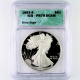 Certified 1992-S proof U.S. American Eagle silver dollar