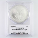 Certified 2007-W burnished autographed U.S. American Eagle silver dollar