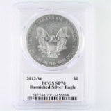 Certified 2012-W burnished autographed U.S. American Eagle silver dollar