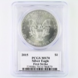 Certified 2015 autographed U.S. American Eagle silver dollar