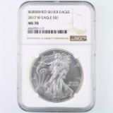 Certified 2014-W burnished U.S. American Eagle silver dollar