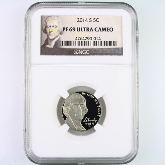 Certified 2014-S proof U.S. Jefferson nickel