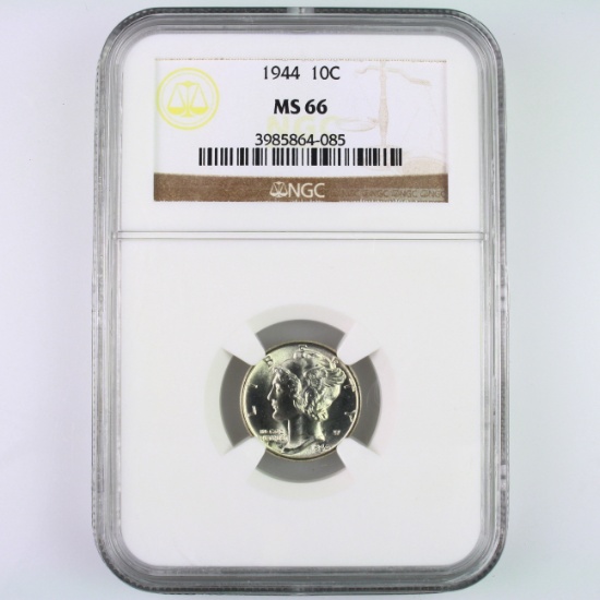 Certified 1944 U.S. Mercury dime