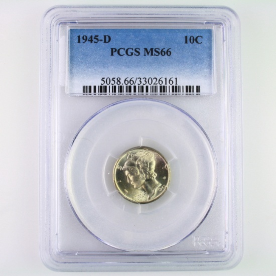 Certified 1945-D U.S. Mercury dime