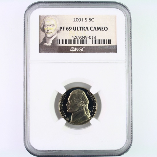 Certified 2001-S proof U.S. Jefferson nickel