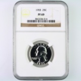 Certified 1955 proof U.S. Washington quarter