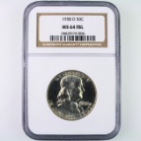 Certified 1958-D U.S. Franklin half dollar