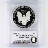 Certified 2008-W proof autographed U.S. American Eagle silver dollar