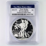 Certified 2013-W enhanced mint state U.S. American Eagle silver dollar