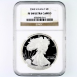Certified 2003-W proof U.S. American Eagle silver dollar
