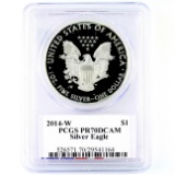 Certified 2014-W proof autographed U.S. American Eagle silver dollar