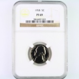 Certified 1958 proof U.S. Jefferson nickel