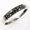 Estate sterling silver black diamond ring