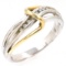 Estate 10K yellow gold & sterling silver diamond highway ring