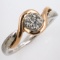 Estate 10K rose gold & sterling silver diamond cluster ring