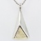 Estate sterling silver & genuine ivory pyramid pendant necklace