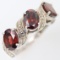 Estate sterling silver diamond & garnet ring