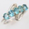 Estate sterling silver diamond & apatite ring