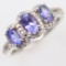 Estate sterling silver diamond & tanzanite ring