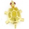 Estate unmarked 14K yellow gold natural ruby & enamel moving turtle charm pendant